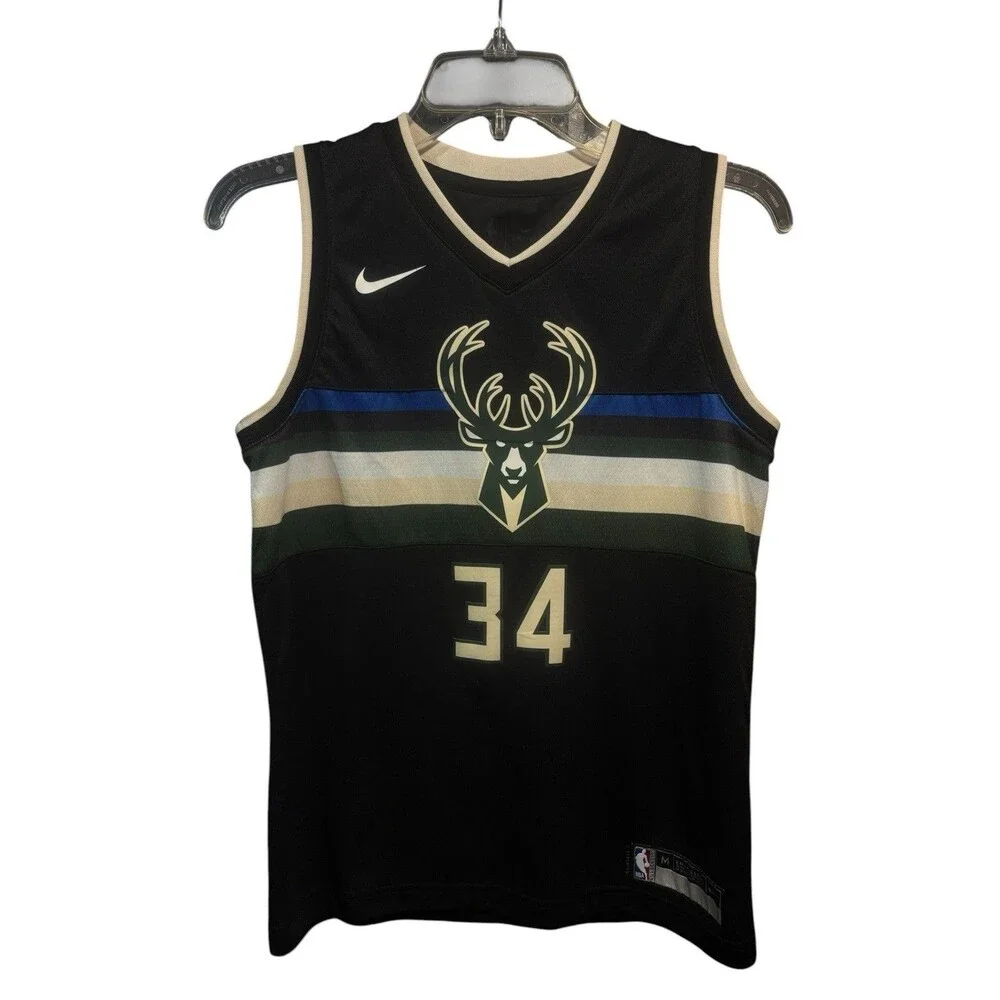 Nike Swingman Milwaukee Bucks Giannis Antetokounmpo Black Jersey Youth Medium